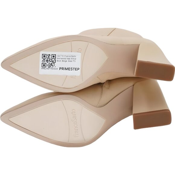 Franco Sarto Vesi Pointed Toe Ankle Boots Beige Block Heel US 7.5 - Picture 6 of 6